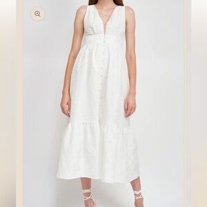 En Saison White Jacquard Midi Dress